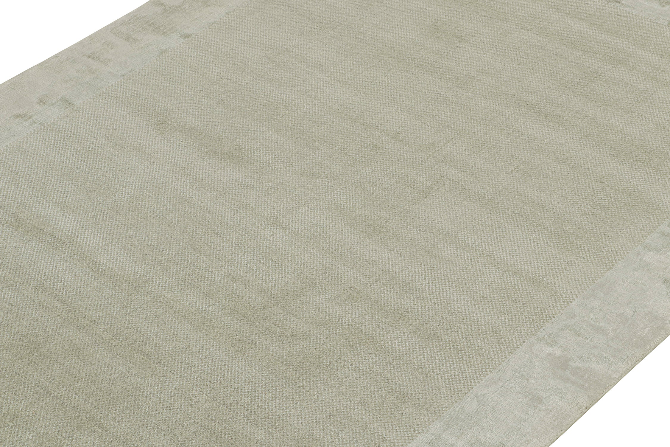 Alfombra moderna Rug & Kilim con campo abierto topo y borde gris plateado