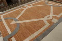 Rug & Kilim’s Modern French Art Deco Style Rug in Orange with Geometric Pattern