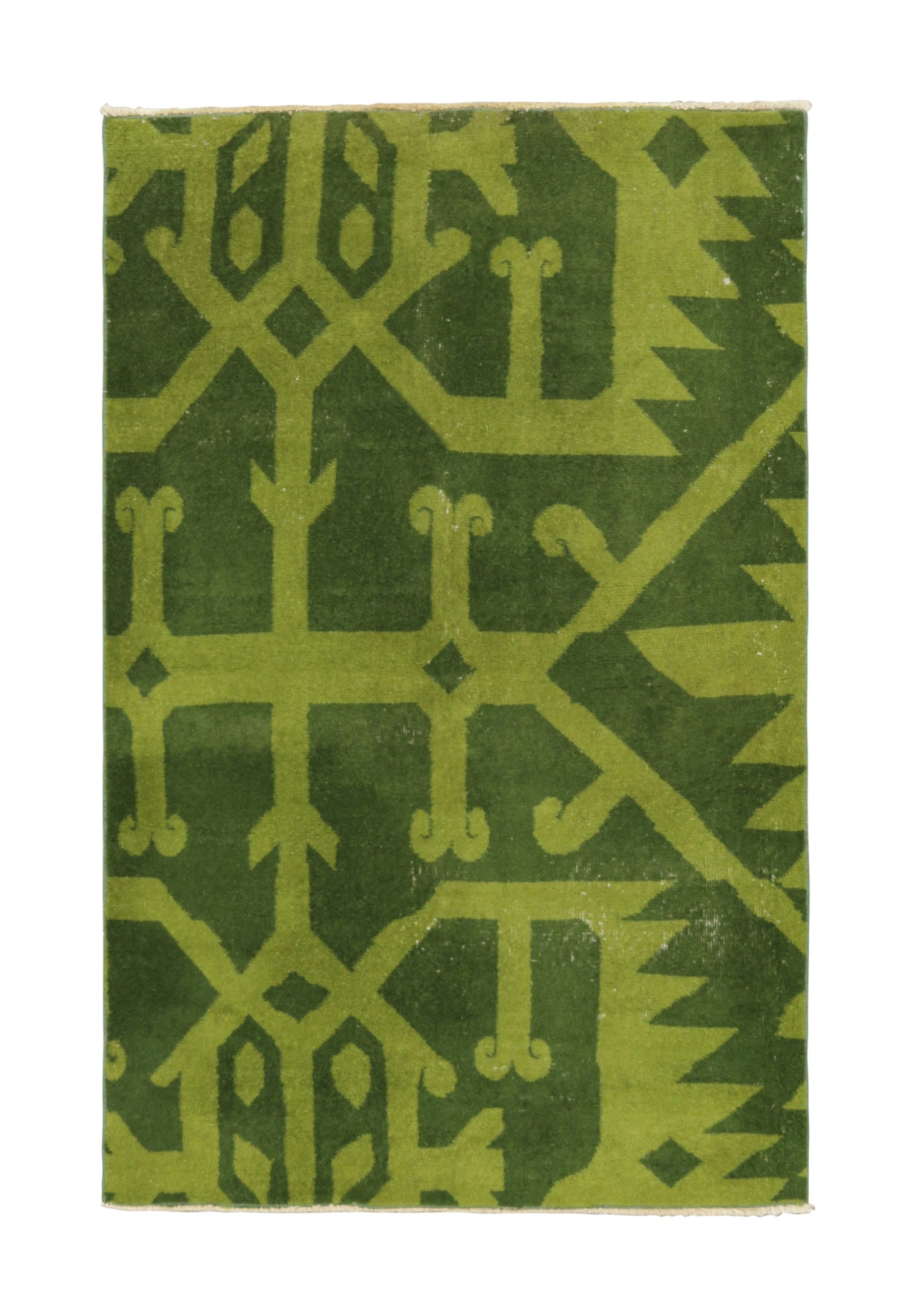 Vintage Zeki Muren Art Deco Teppich in Grün mit geometrischem Muster von Rug & Kilim