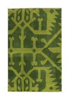 Vintage Zeki Muren Art Deco Teppich in Grün mit geometrischem Muster von Rug & Kilim