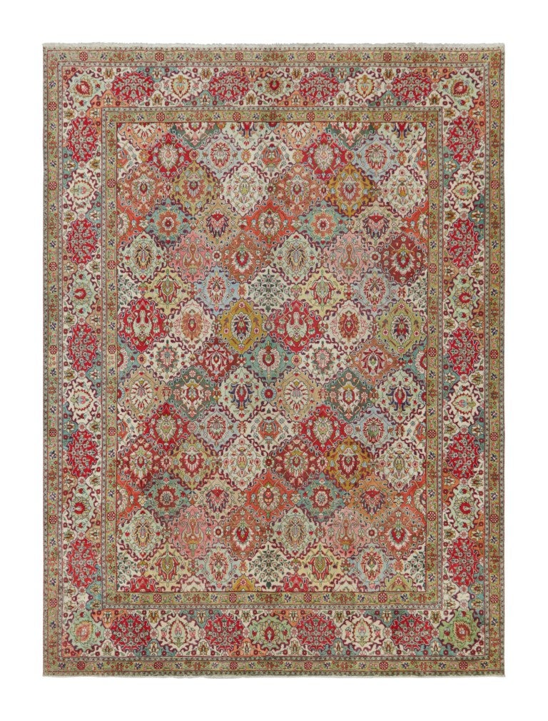 Tappeto Tabriz vintage con motivi floreali policromatici - Rug & Kilim