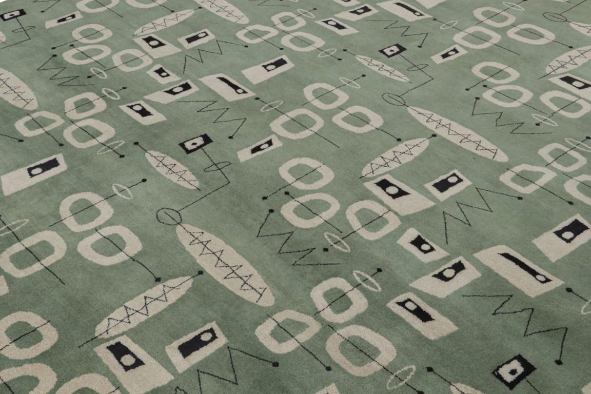 Alfombra de estilo moderno de mediados de siglo Rug & Kilim en verde con motivos geométricos Indio en venta