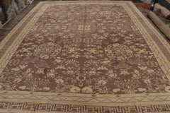 Antique Samarkand Rug in Brown with Gold Patterns, from Rug & Kilim