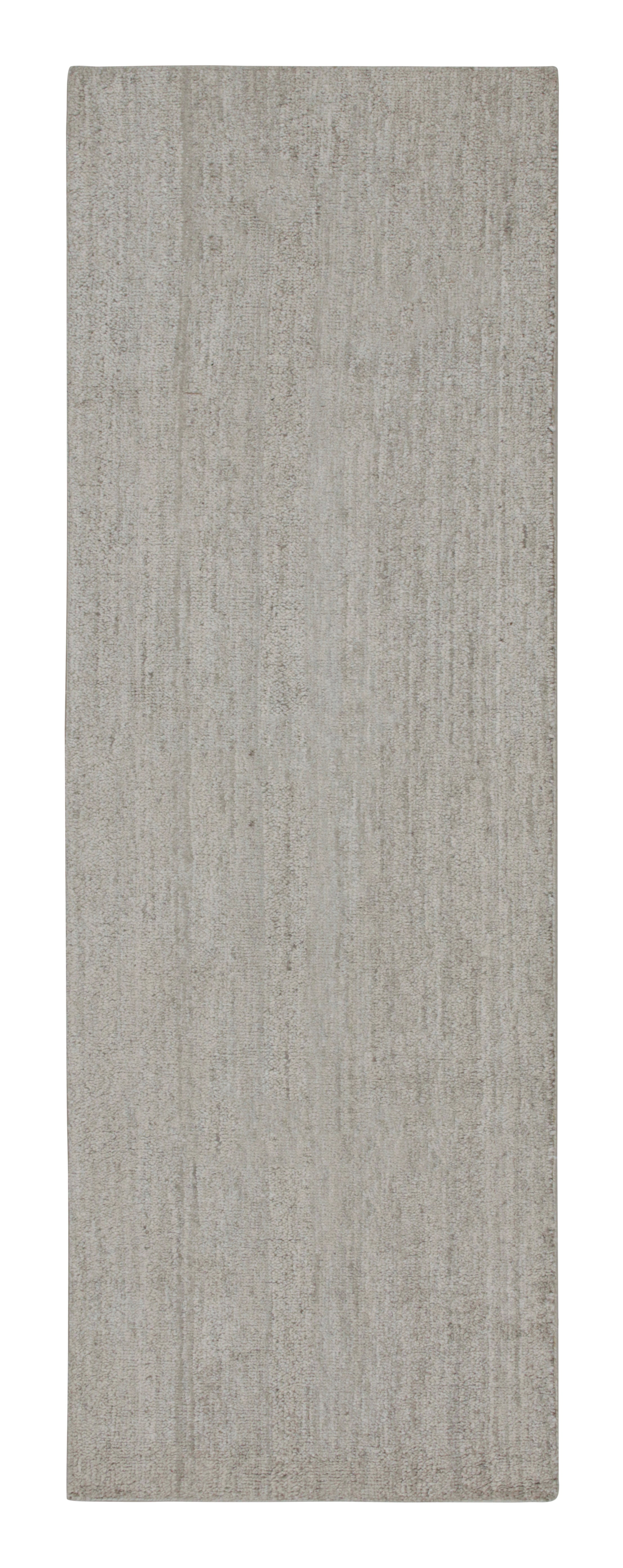 Rug & Kilim’s Contemporary Runner and Textural Rug in Solid Gray Striae
