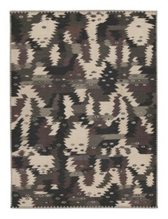 Rug & Kilim's Scandinavian Style Rug, Charcoal Gray Tones in Geometric Patterns (Tapis de style scandinave, tons gris anthracite et motifs géométriques)