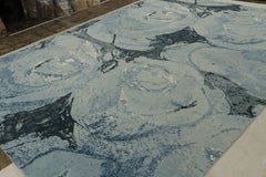 Rug & Kilim’s Modern Abstract Impressionist Rug in Blue, with Floral Patterns