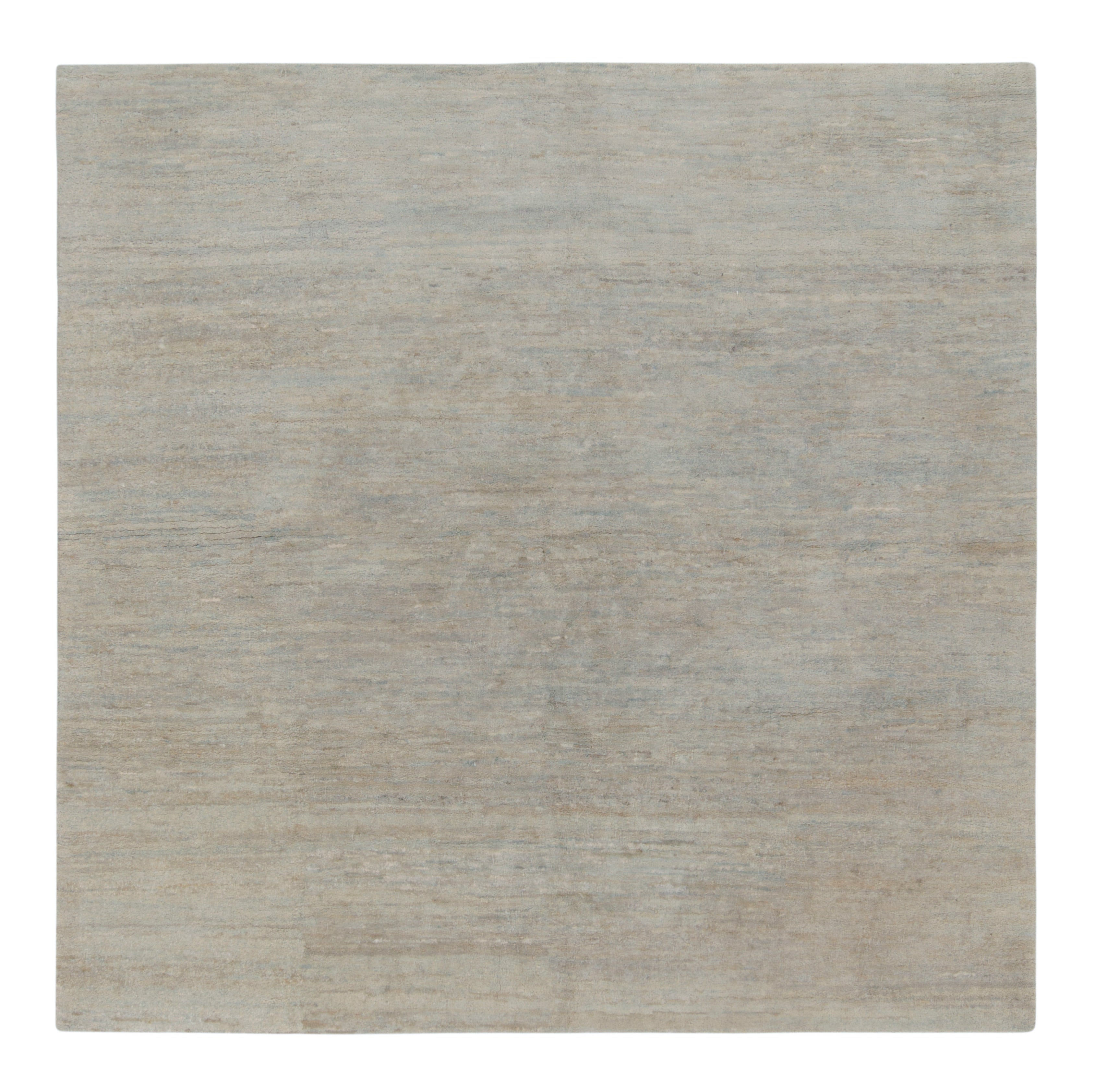 Rug & Kilim's Hand-Knotted Contemporary Rug in Striated Gray, Blue