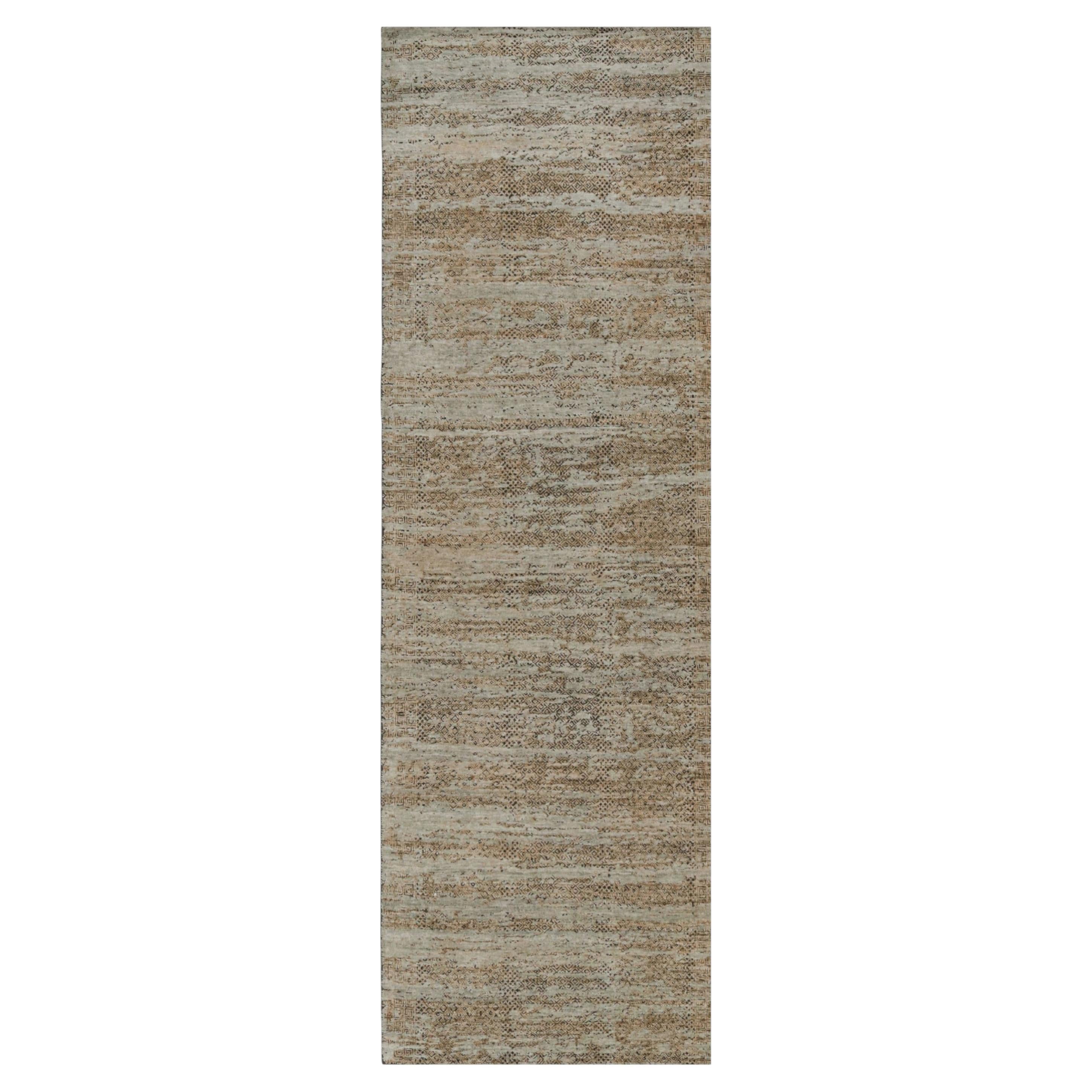 Rug & Kilim’s Abstract Runner Rug in Beige-Brown with Geometric Patterns For Sale