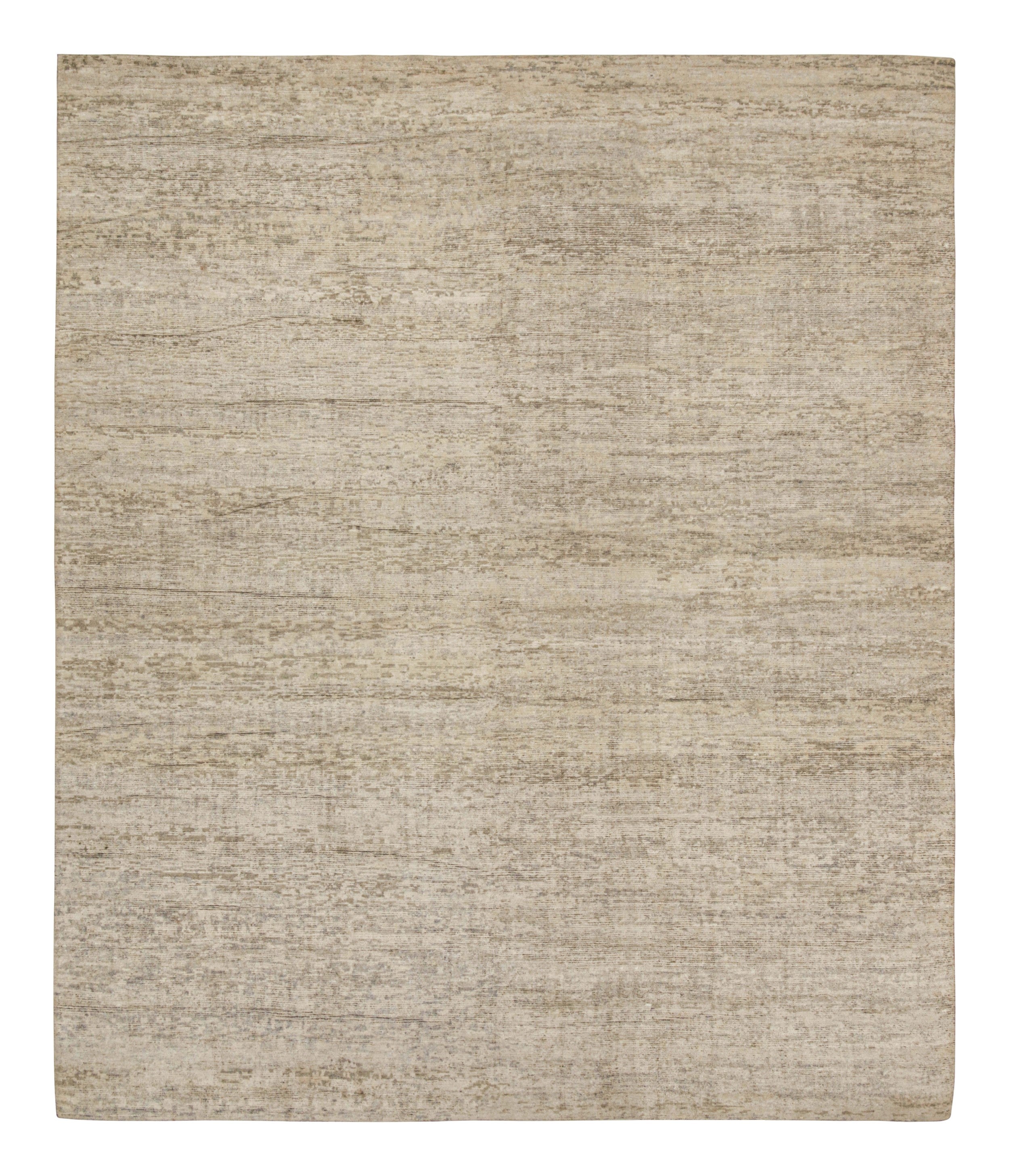 Tapis contemporain de Rug & Kilim à rayures beige et grises ton sur ton