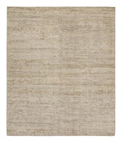 Rug & Kilim's Contemporary-Teppich in Beige und Grau Ton-in-Ton-Streifen