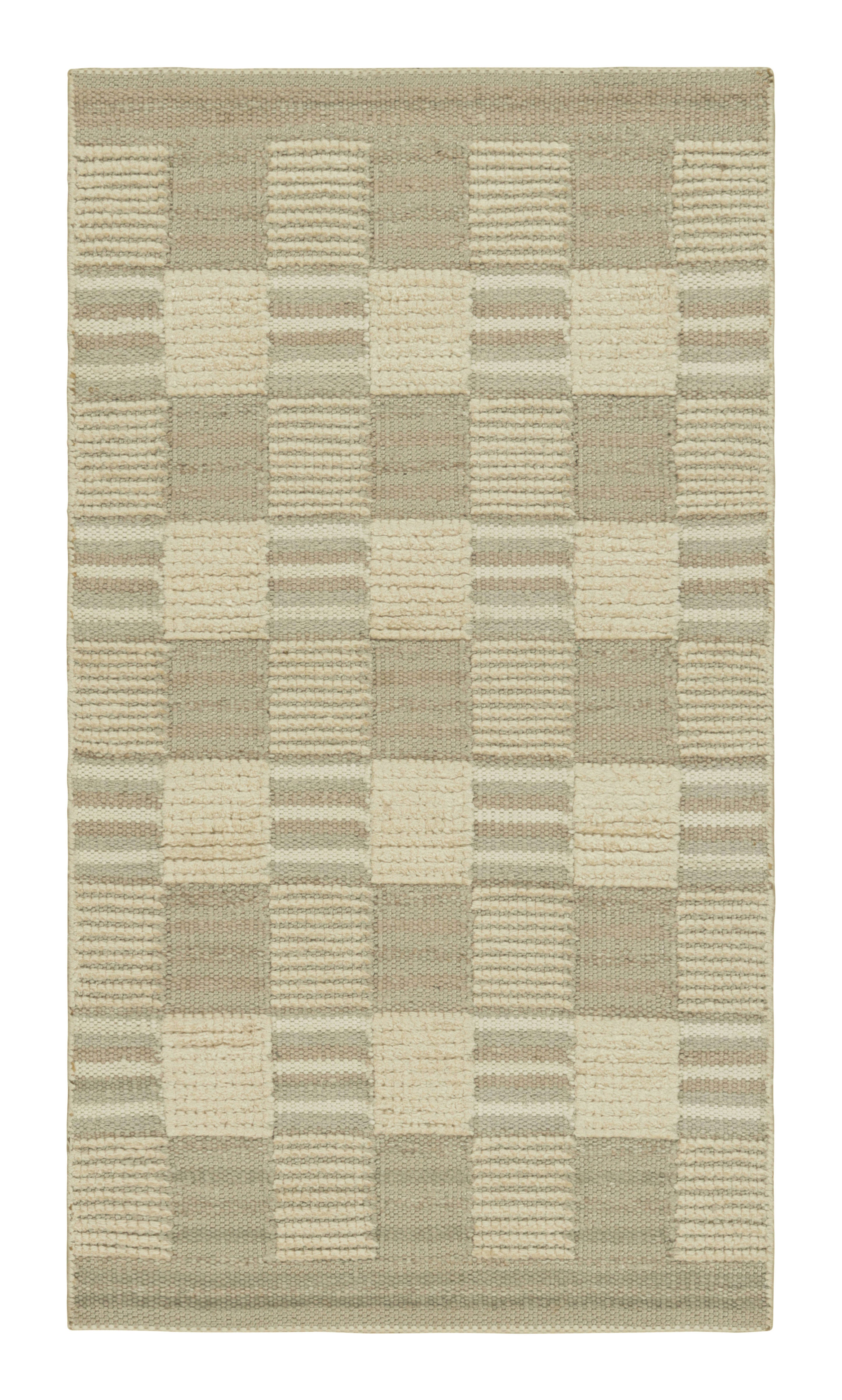 Tappeto in stile scandinavo Rug & Kilim in blu e beige, con motivi geometrici
