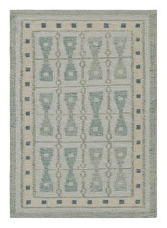 Rug & Kilims quadratischer Teppich im skandinavischen Stil in Blau mit Sanduhr-Mustern