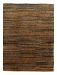 Rug & Kilim’s Modern Textural Rug in Beige-Brown and Umber Stripes and Striae