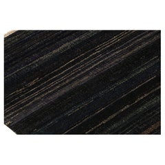 Rug & Kilim’s Modern Textural Rug in Dark Blue and Grisailles Stripes and Striae