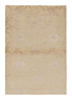 Rug & Kilim - Tappeto in stile Art Deco moderno in oro con motivi floreali