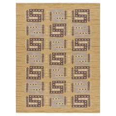 Rug & Kilim - Tappeto in stile scandinavo con motivi geometrici oro, grigio e marrone