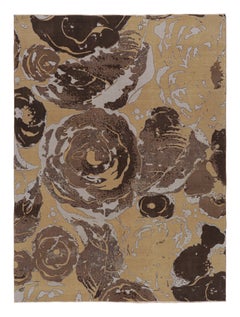Rug & Kilim’s Modern Art Deco Cream Beige and Brown Wool and Silk Floral Rug