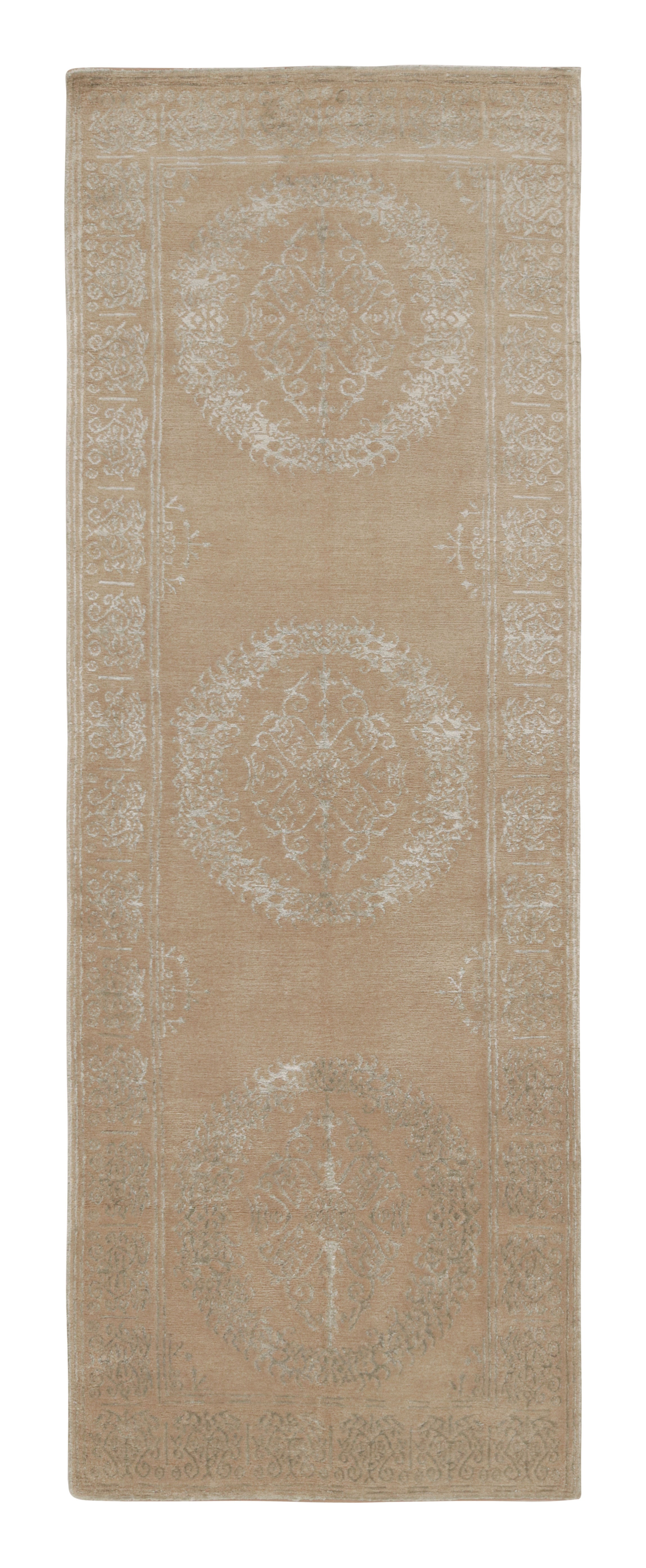 Rug & Kilim's 18th Century Catana Inspired Geometric Silver Wool-Silk Rug