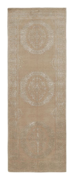 Rug & Kilim's 18th Century Catana Inspired Geometric Silver Wool-Silk Rug