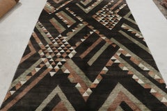 Rug & Kilim’s Scandinavian Style Rug in Brown Geometric Pattern