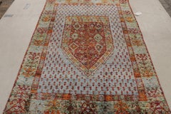 Rug & Kilim's Anatolian Style Pure Silk Rug Red and Blue Geometric Pattern
