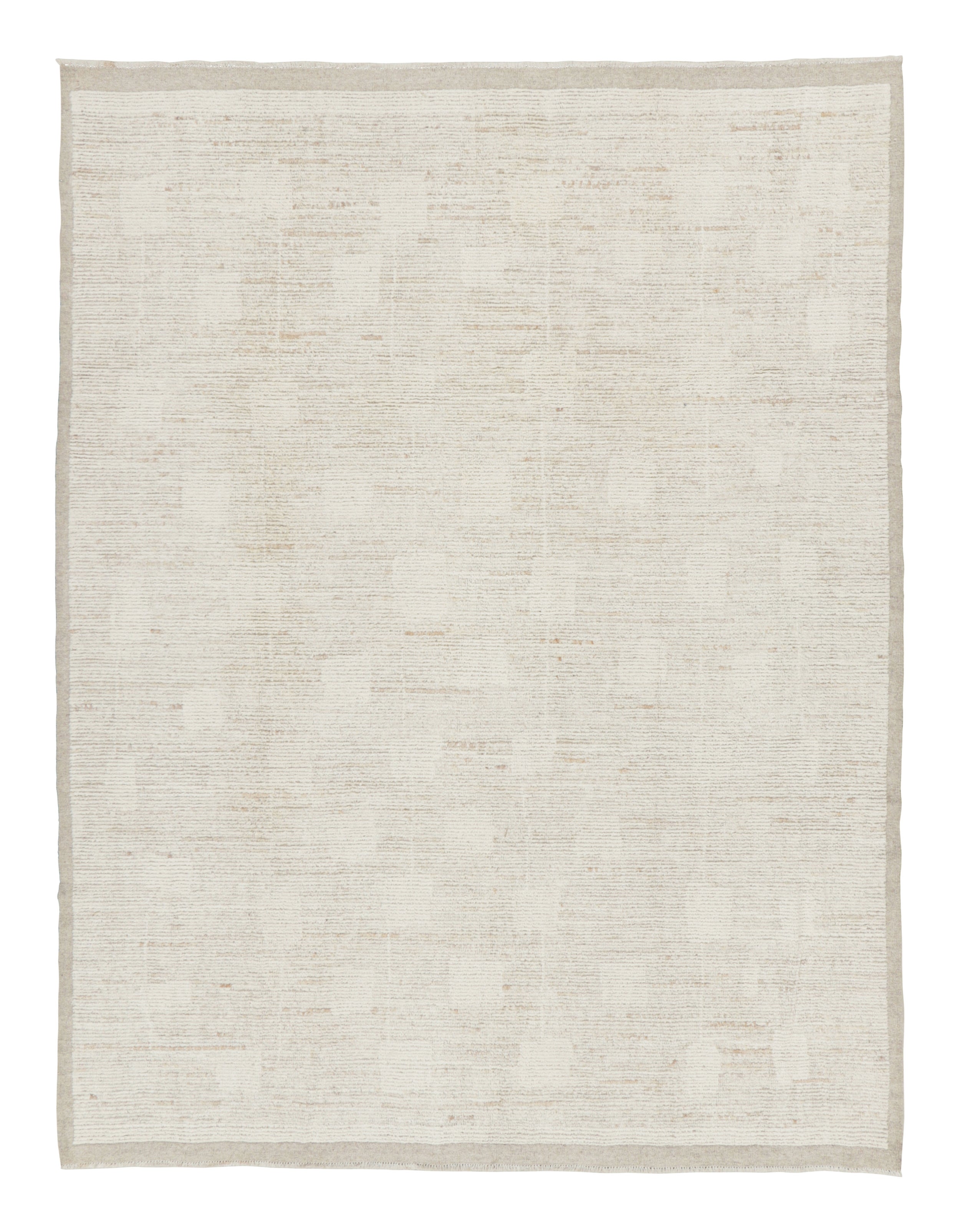Rug & Kilim’s Modern Textural Rug in Cream White with Ribbed Patterns