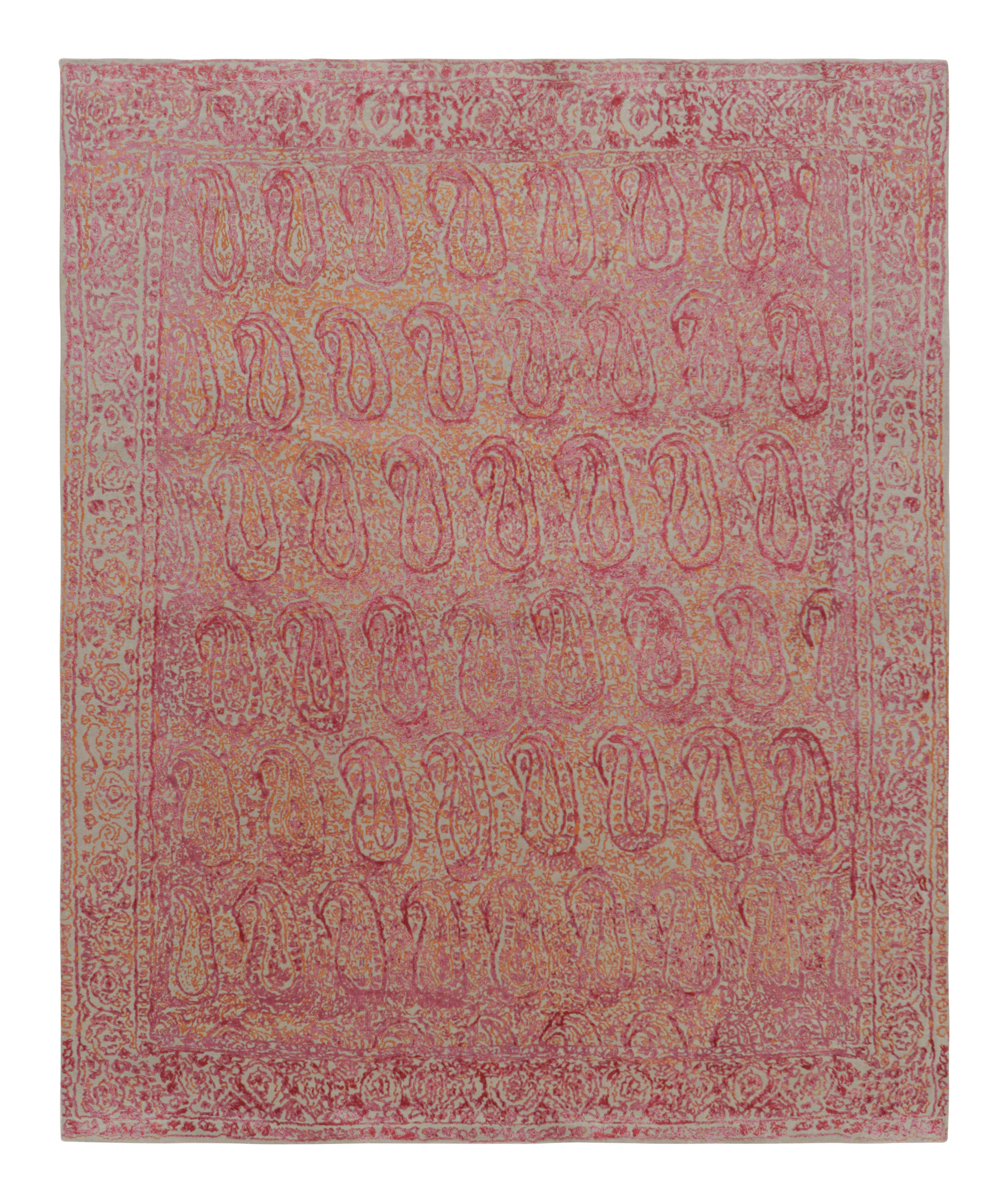 Rug & Kilim’s Paisley Style Transitional Rug in Red, Orange, Pink Floral Pattern