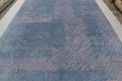 Rug & Kilim's Contemporary Geometric Pink and Grey Wool-Silk Abstract Rug