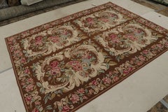 Rug & Kilim’s European Style Flatweave Rug in Brown with Botanicals “Acanthus”