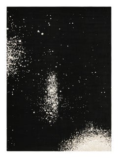 Rug & Kilim’s Abstract Rug in Black With White Painterly Patterns – “Milky Way”
