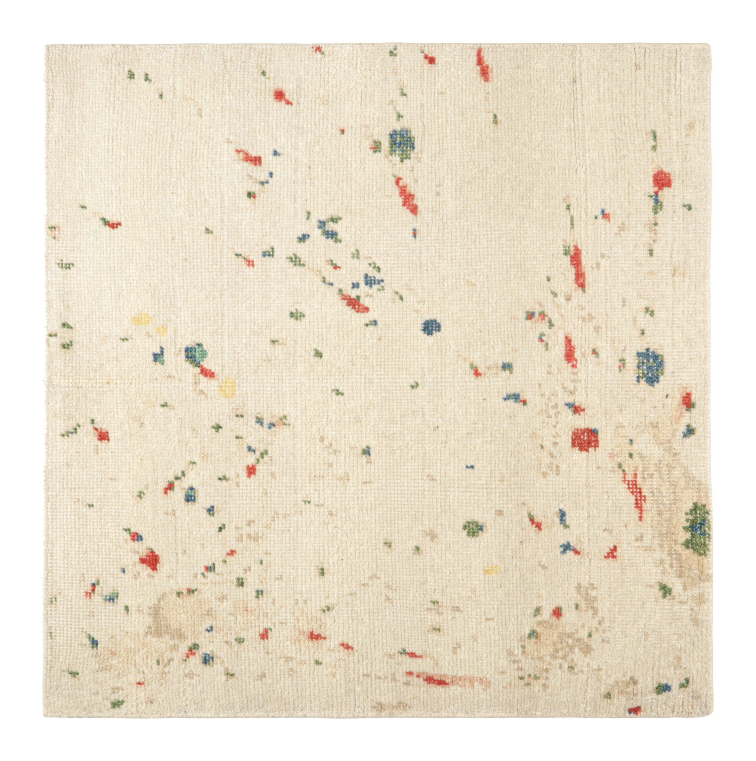 Alfombra cuadrada moderna Distressed Art de Rug & Kilim en blanco con motivos abstractos