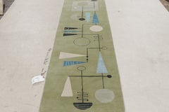 Rug & Kilim x El Gato Gomez Mid-Century Modern Style Runner Rug in Green