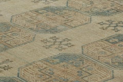 Vintage Ersari Rug in Beige-Brown and Teal Geometric Patterns, from Rug & Kilim