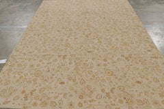 Rug & Kilim’s Tudor Style Rug in White with Beige-Brown Floral Patterns
