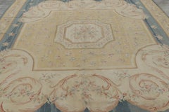 Rug & Kilim’s Aubusson Style Rug in Blue and Cream with Floral Medallion