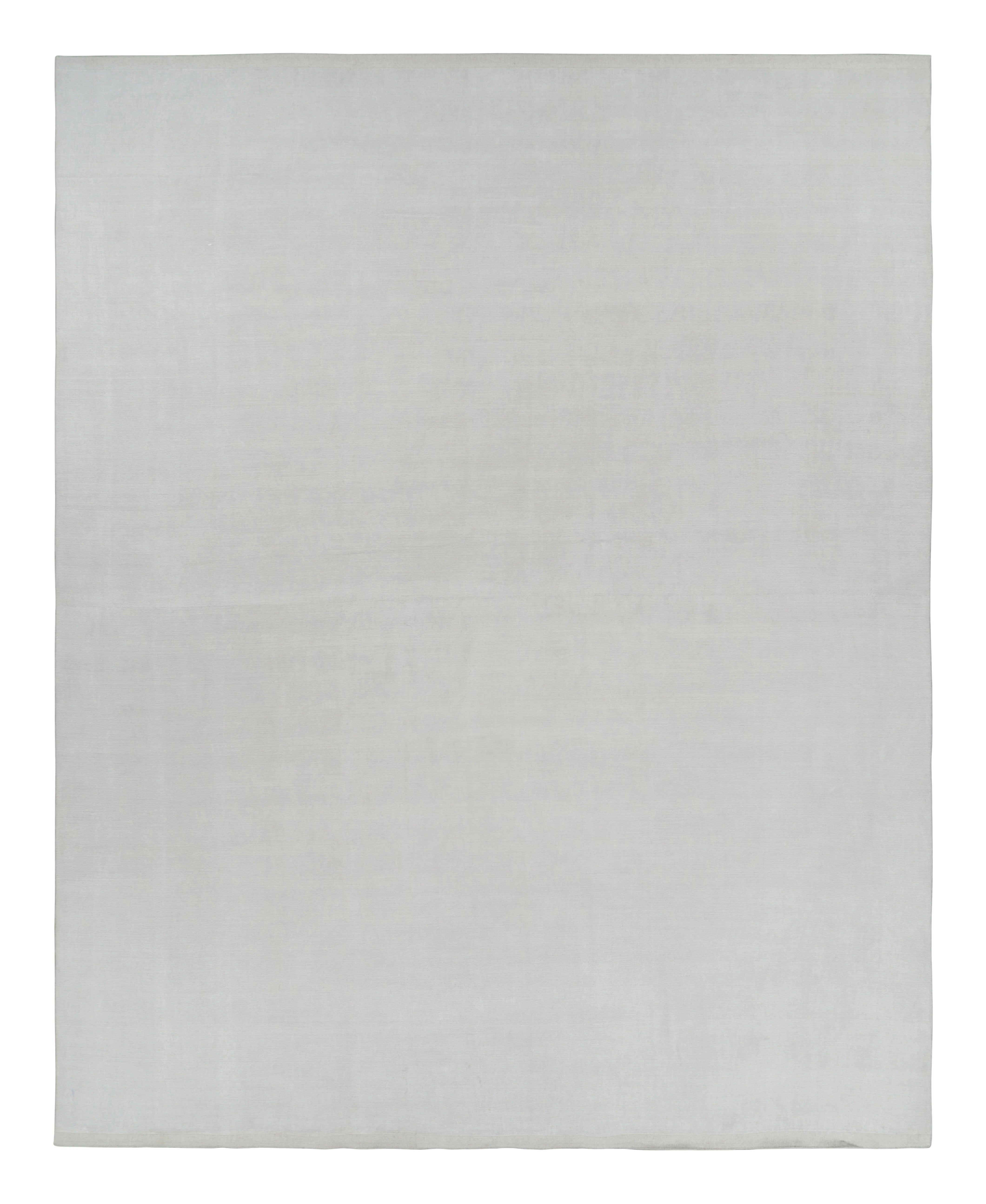 Rug & Kilim’s Oversized Textural Rug in Light Gray Tones & Striae