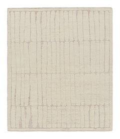 Rug & Kilim's Contemporary-Teppich in Weiß mit geometrischen Hoch-Tief-Mustern