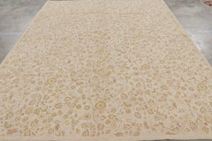 Rug & Kilim’s Tudor Style Rug in White with Beige-Brown Floral Patterns