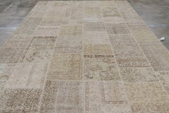 Vintage Patchwork Rug in Beige-Brown with Floral Patterns  Rug & Kilim