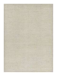 Rug & Kilim’s Solid Rug in White Textural Stripes and Striae