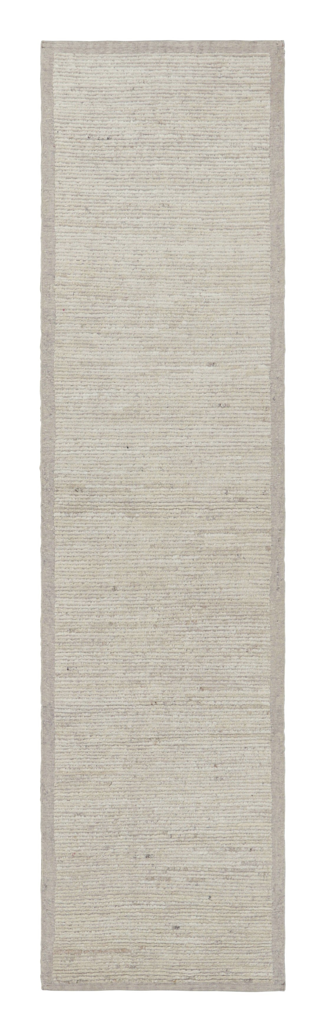 Rug & Kilim’s Extra-Long Kilim Runner Rug with White Textural Stripes and Striae