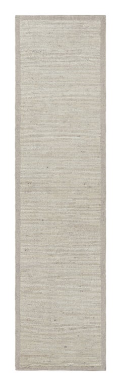 Rug & Kilim’s Extra-Long Kilim Runner Rug with White Textural Stripes and Striae