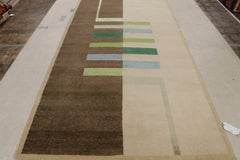 Rug & Kilim's Modern Bauhaus Geometric Beige Brown Blue, Green Wool Custom Rug