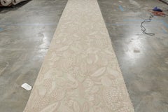 Rug & Kilim’s Tudor Style Extra-Long Runner Rug in Cream with Floral Patterns
