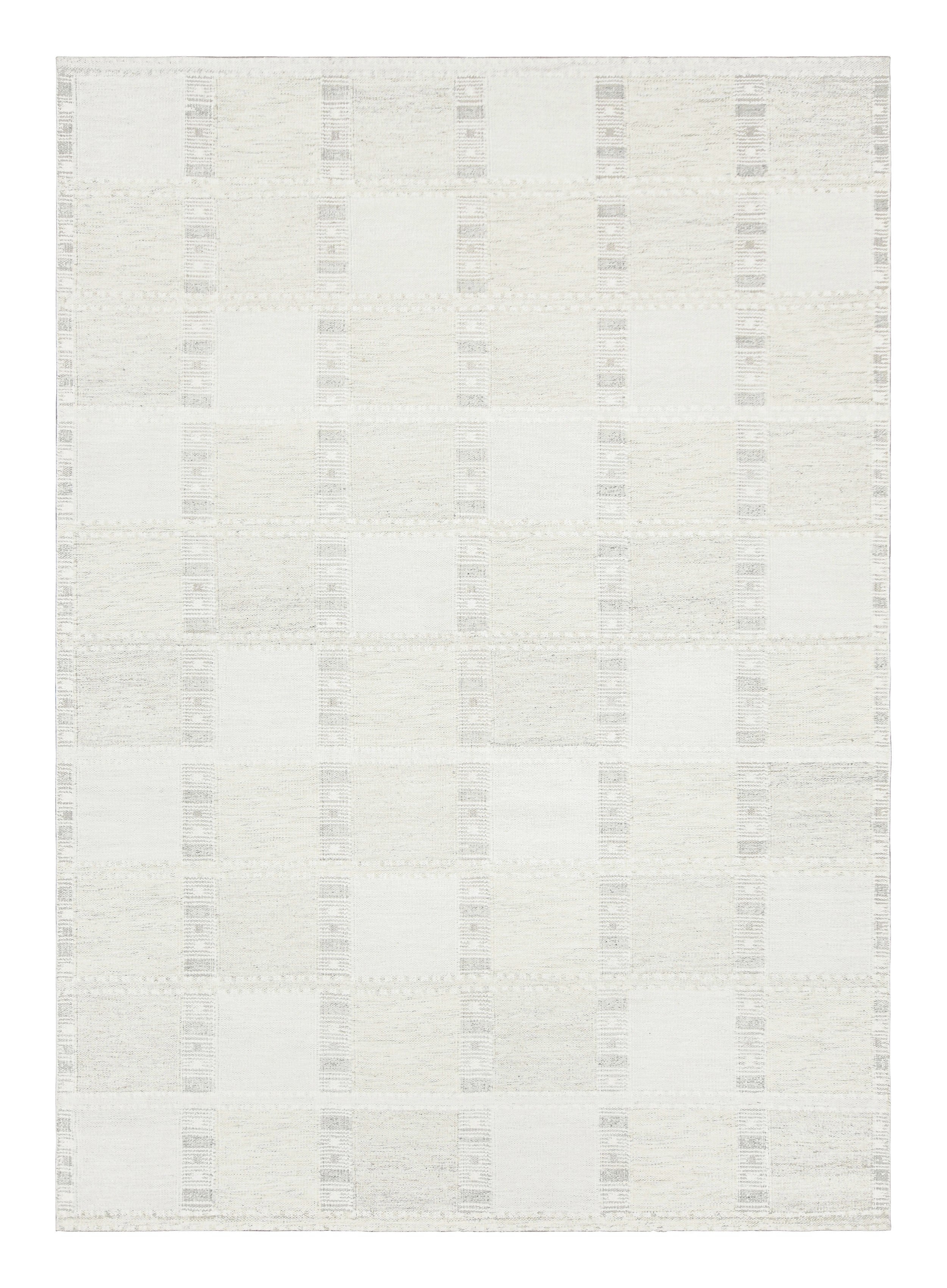 Rug & Kilim’s Scandinavian Style Custom Rug with White and Geometric Patterns