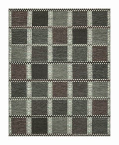 Rug & Kilim’s Scandinavian Style Rug with Purple and Teal Geometric Patterns