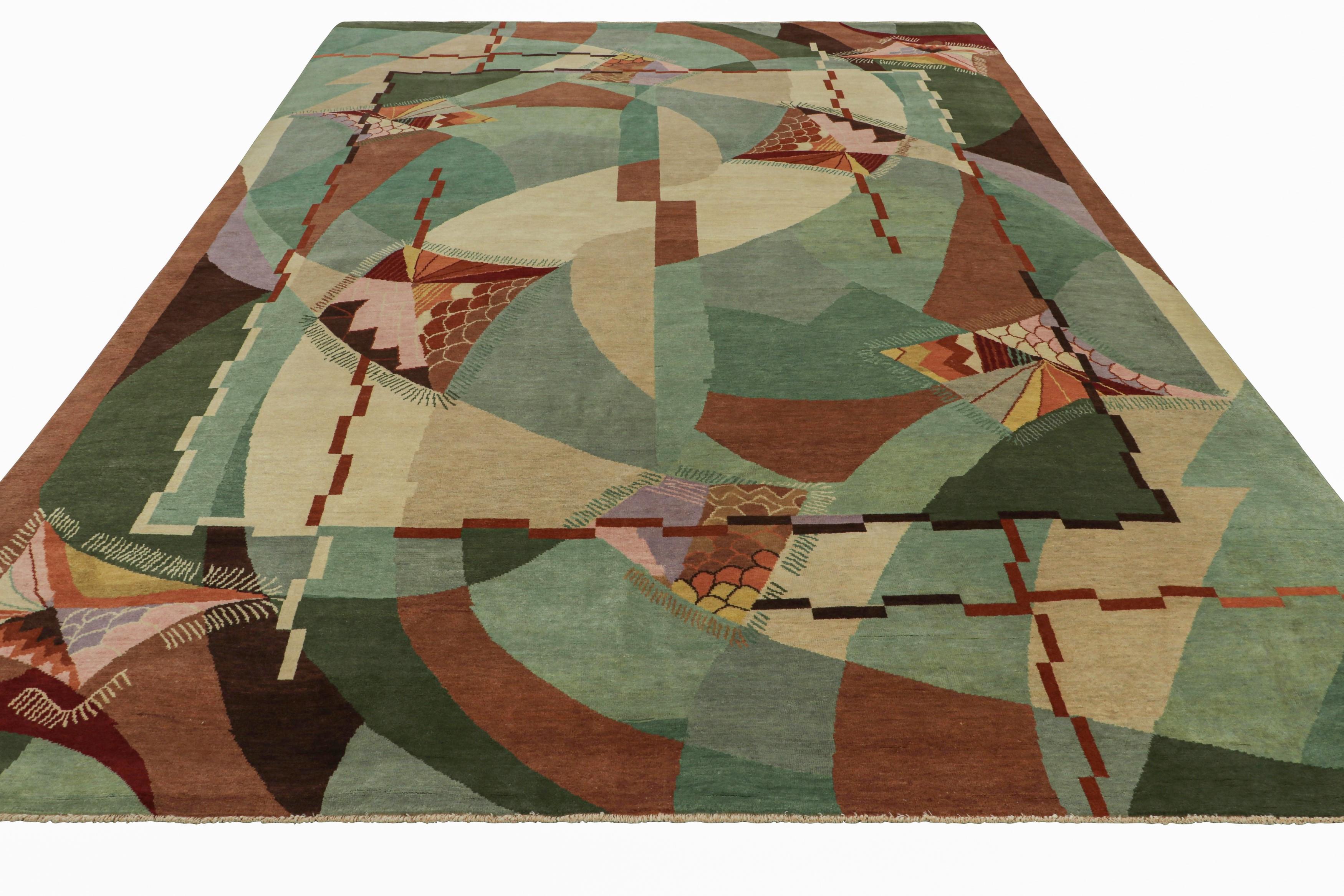 Annodato a mano Rug & Kilim: tappeto cinese in stile Art Deco con audaci motivi geometrici policromi in vendita