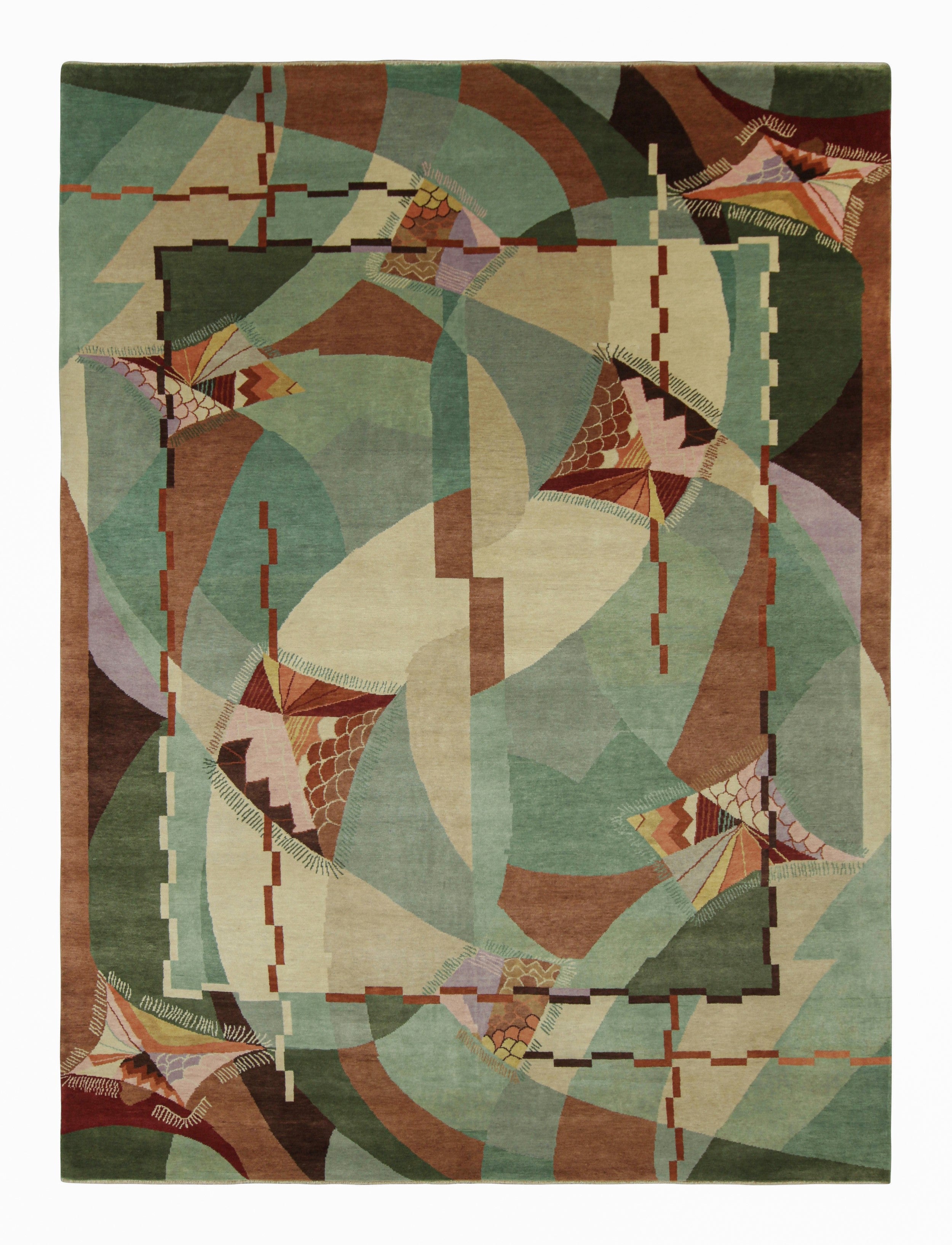 Rug & Kilims chinesischer Teppich im Art-Déco-Stil mit kühnen polychromen geometrischen Mustern