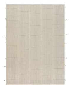 Rug & Kilim’s Contemporary Kilim with Textural Beige-Brown and White Stripes