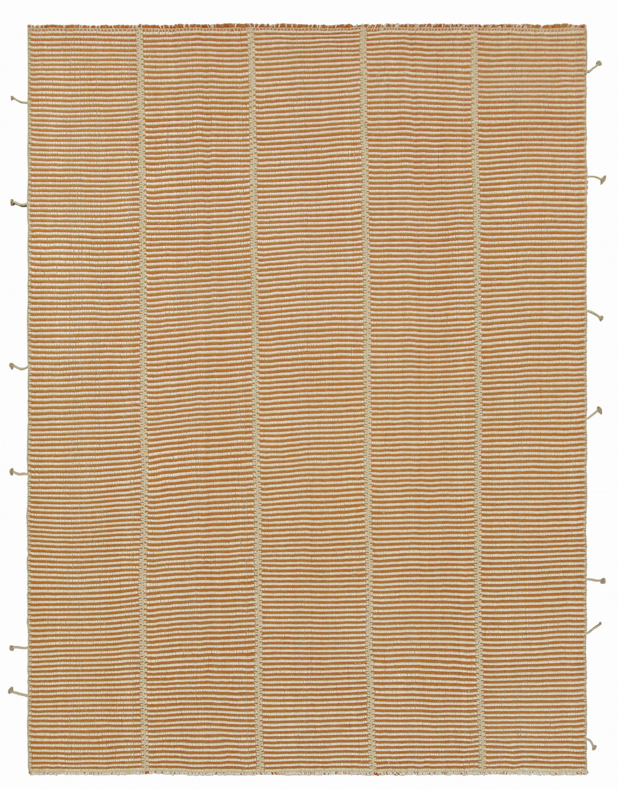Rug & Kilim’s Contemporary Kilim in Textural Orange and White Stripes